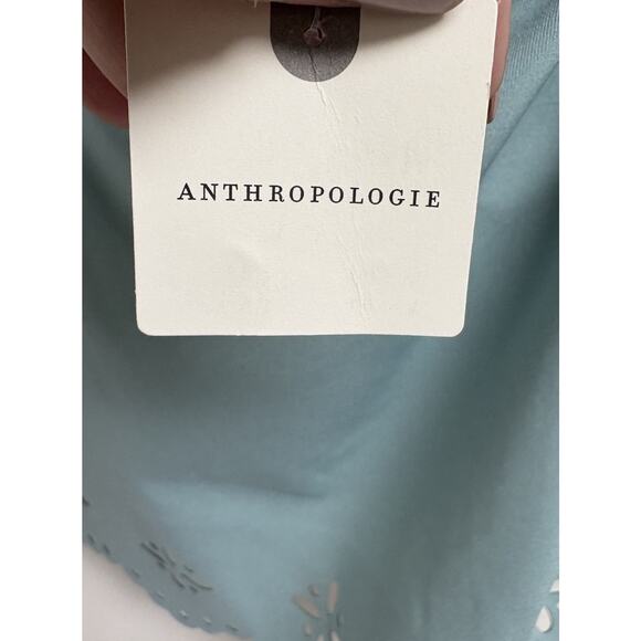 Anthropologie Eyelet Hem Scallop Crop Tank Top Green Women M - Picture 4 of 8